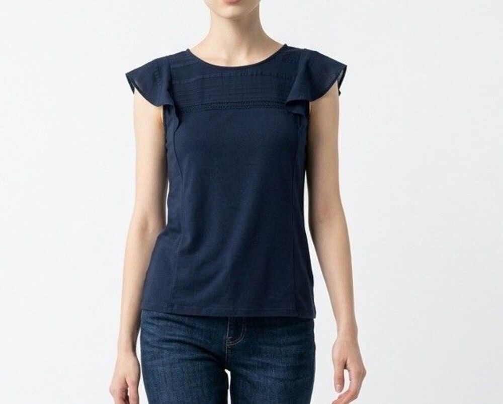 Banana Republic Women’s Navy Flutter Sleeve Top Large